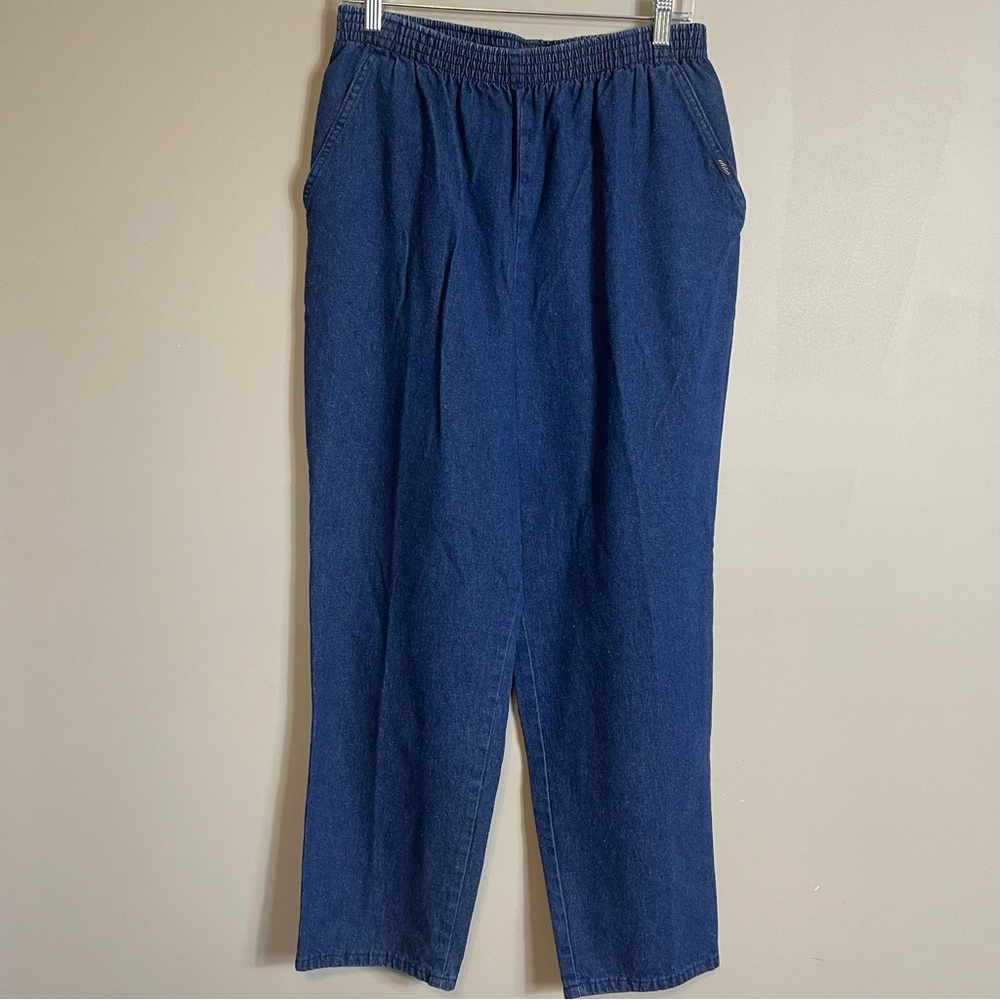 Vintage Chic Denim Pull On Pants Modern Size Medium Elastic Waist Jean High Rise